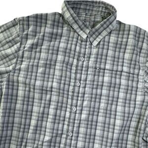 Mountain Hardwear Shirt Short Sleeve Men's‎ XL Gray Plaid Button Up